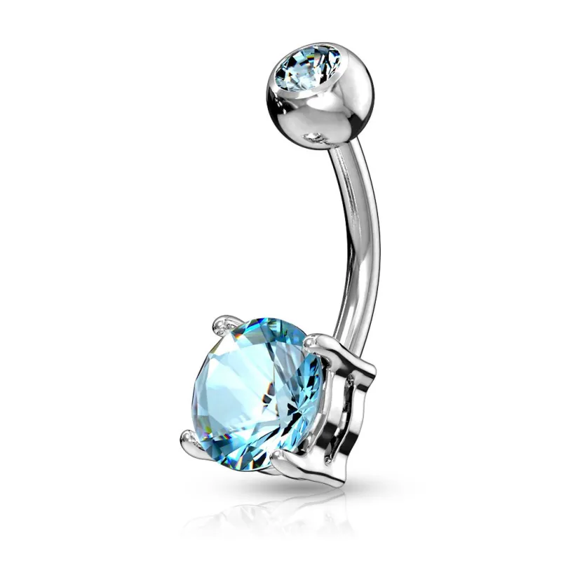 Piercing nombril solitaire zirconium rond turquoise