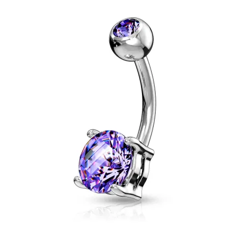 Piercing nombril solitaire zirconium rond tanzanite