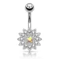 Piercing nombril petite fleur cristal aurore boréale