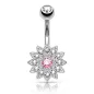 Piercing nombril petite fleur cristal rose