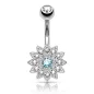 Piercing nombril petite fleur cristal turquoise