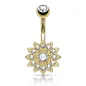 Piercing nombril petite fleur cristal plaqué or