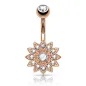 Piercing nombril petite fleur cristal plaqué or rose