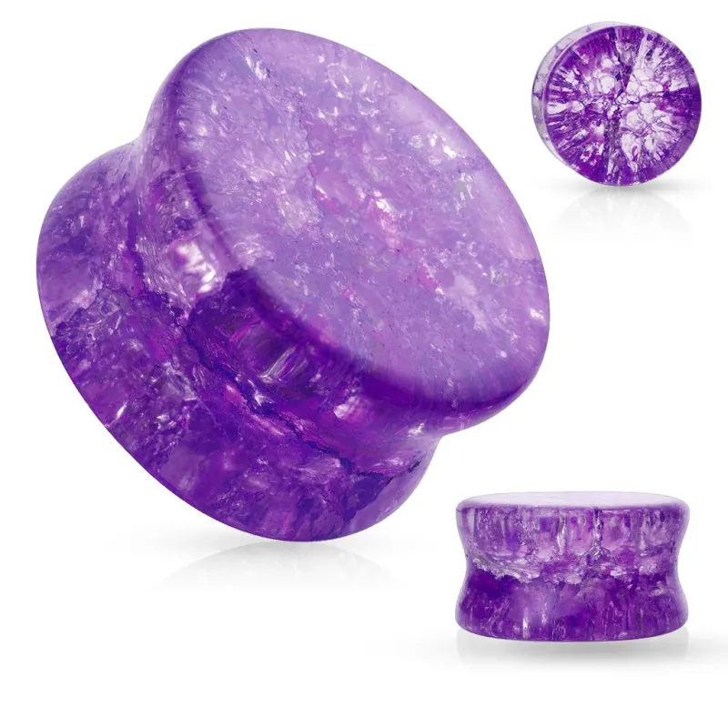 Piercing plug verre brisé violet