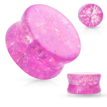 Piercing plug verre brisé rose