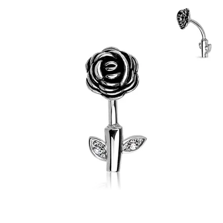 Piercing nombril acier chirurgical tige rose