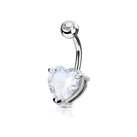 Piercing nombril solitaire zirconium coeur blanc