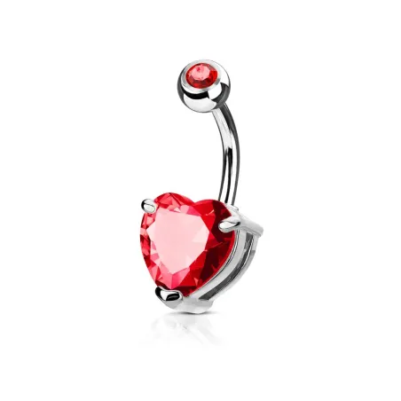 Piercing nombril solitaire zirconium coeur rose