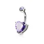 Piercing nombril solitaire zirconium coeur tanzanite