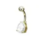 Piercing nombril solitaire plaqué or larme blanche