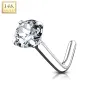 Piercing nez Or blanc 14 carats gemme 3 mm tige en L