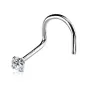 Piercing nez or blanc 14 carats tige courbée pierre de 3 mm