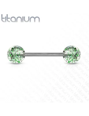 Piercing Langue Barbell Titane G23 Boules Ultra Glitter