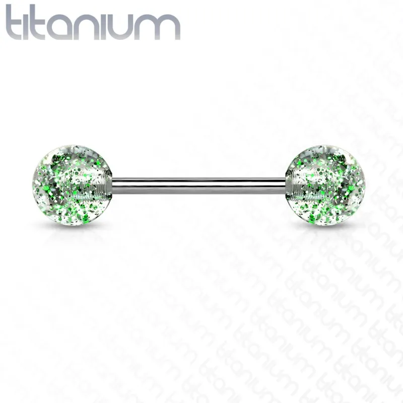 Piercing Langue Barbell Titane G23 Boules Ultra Glitter