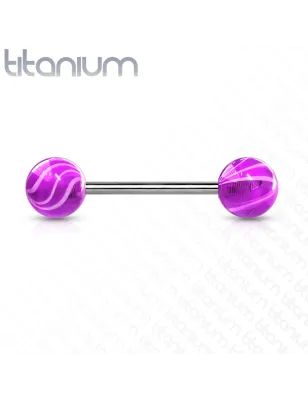 Piercing Langue Barbell Titane G23 Boules Marbrées