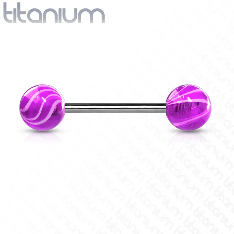 Piercing Langue Barbell Titane G23 Boules Marbrées