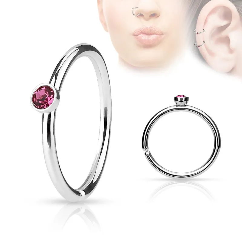 Piercing nez anneau cristal rose