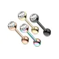 Lot de 4 piercing langue acier IP cristal