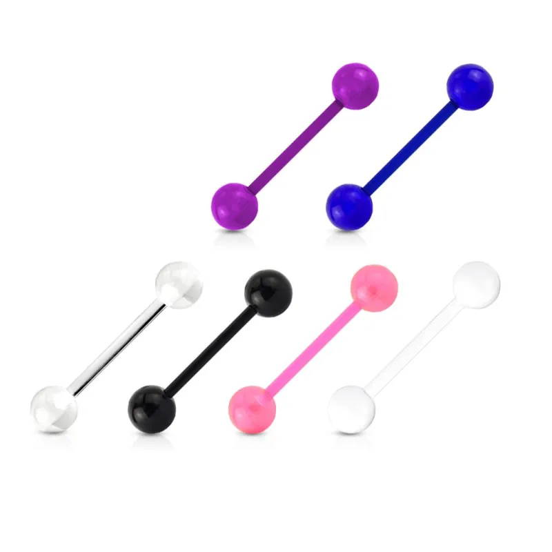 Lot de 6 piercing langue bioflex boules acrylique