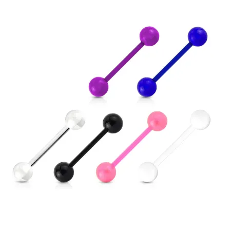 Lot de 6 piercing langue bioflex boules acrylique