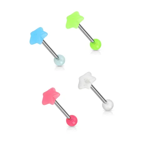 Lot de 4 piercing langue étoiles glow in the dark