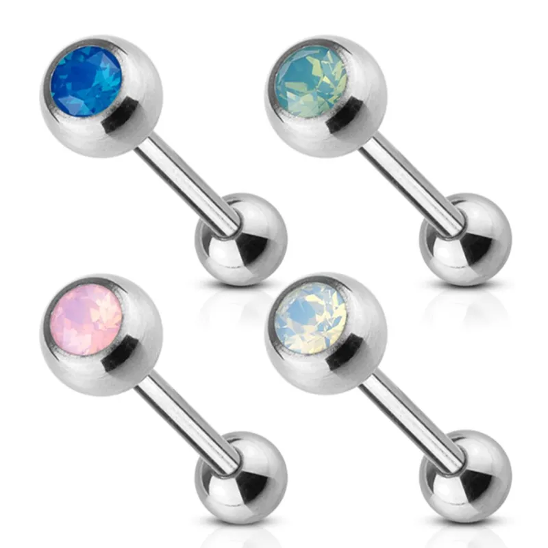 Lot de 4 piercing langue opalines