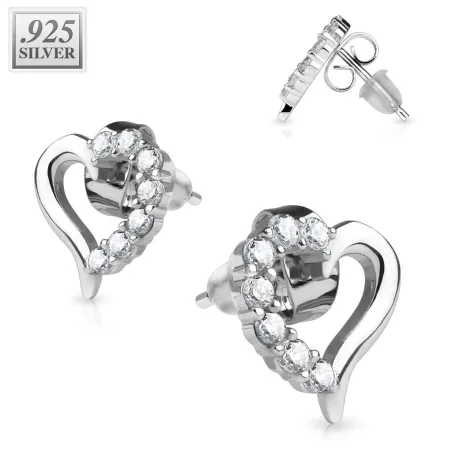 Paire boucles d'oreille argent coeur pavé de strass