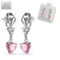 Paire boucles d'oreille argent coeurs roses