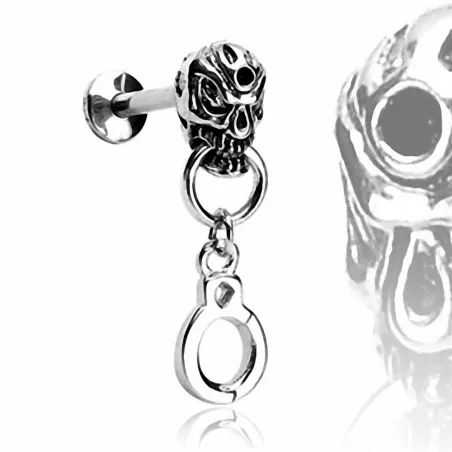 Piercing labret lèvre skull menotte