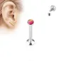 Piercing oreille labret vissage interne opale rouge