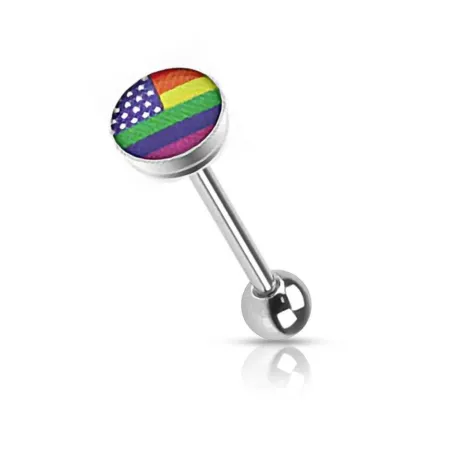 Piercing langue LGBT drapeau étoiles