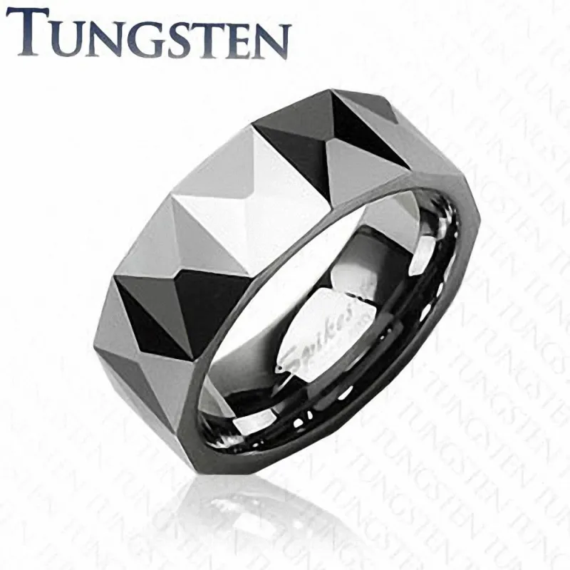 Bague Tungstène Prismes Triangulaires