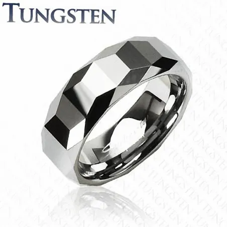 Bague Tungstène Trapèze Prismes  - Bague homme et femme en tungstene