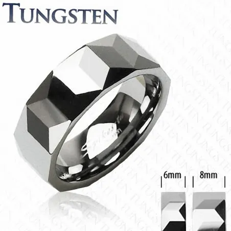 Bague Tungstène Mixte Prismes  - Bague homme et femme en tungstene