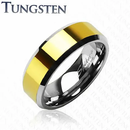 Bague Tungstène Bande Plaquée Or - Bague homme et femme en tungstene