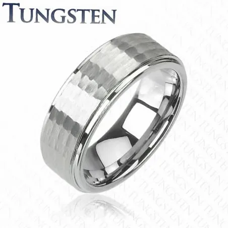 Bague Tungstène homme nid d'abeille