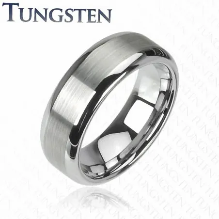 Bague Tungstène finition Mat centrale - Bague homme et femme en tungstene