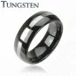 Bague en tungstène noire avec centre argenté