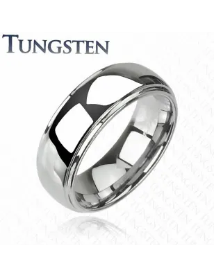 Bague en tungstène argenté finition brillante