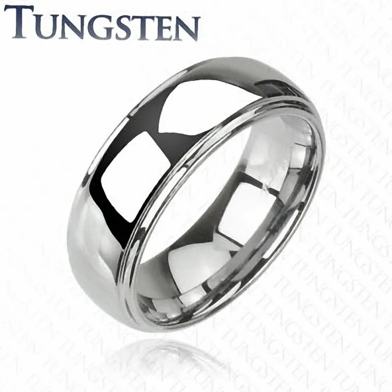 Bague en tungstène argenté finition brillante