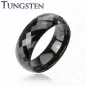 Bague homme en tungstène noire multiples facettes