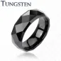 Bague Tungstène Noire Facettes