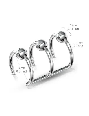 Faux Piercing Oreille Cartilage Triple Anneaux Billes