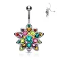 Piercing nombril fleur pétales multiclores