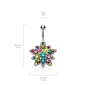 Piercing nombril fleur pétales multiclores