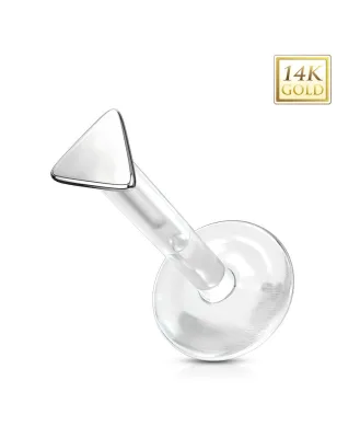 Piercing labret Bioplast triangle en Or Blanc 14 Carats