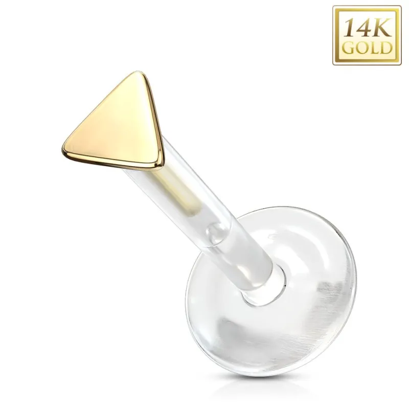 Piercing oreille labret Bioplast triangle en Or Jaune 14 Carats