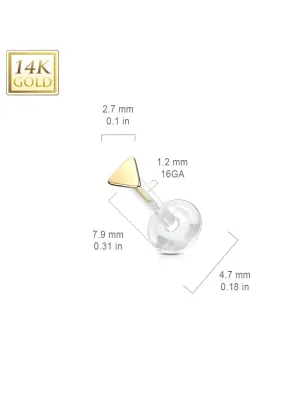 Piercing labret Bioplast triangle en Or Jaune 14 Carats