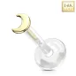 Piercing oreille labret Bioplast embout lune en Or Jaune 14 Carats