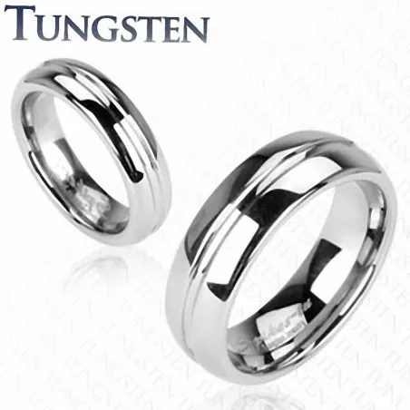 Bague Tungstène Rainure Centrale - Bague homme et femme en tungstene